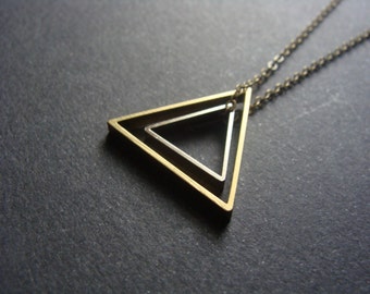 Triangle Necklace Silver Triangle Brass Triangle Geometric Necklace Triangle Jewelry small triangle for him