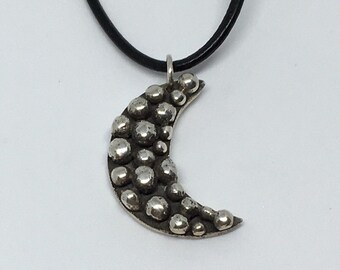 Moon Necklace, Silver Crescent Moon Charm, Handmade Moon Jewelry, Silver Necklace, Moon Jewelry, Sterling Silver Moon