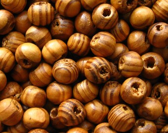 Striped Brown Wooden Beads - Over 100 - 8mm Natural Burly Wood Beads, 8mm Caramel Brown Beads, 8mm Brown Wood Beads (WBD0088)