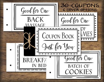 Coupon Book. Printable gift idea. Instant download. DIY PDF. Digital print. Love vouchers. Gift for husband, wife, child, parent, friend