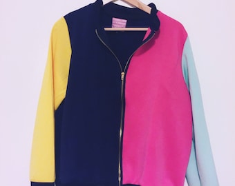 Colourblock zip up jacket size M