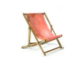 Waterolor Beach Chair, Beach Chair Print