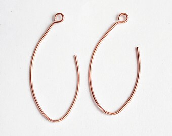 10 pcs of Rose gold plated earrings hook 32x14mm, Rose gold leaf shape earring hook, Made in USA