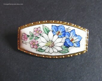 Vintage Enamel Brooch, Flower / Floral Pin