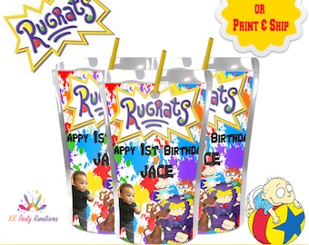 Rugrats Juice label-Caprisun-Party favors-First Birthday-Printable-Pouch Labels-Digital-Printed-Party supplies-Custom-Party printables