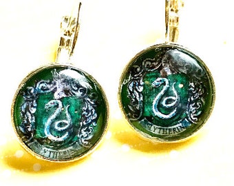 Harry Potter Slytherin cabochon earrings- 16mm