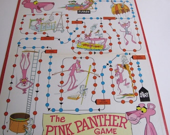 Vintage Game Board, Gameboard, Vintage PInk Panther Gameboard, 1969, Wall Art, Gameroom, Collectibles, Replacement, Nostalgia, Replacement