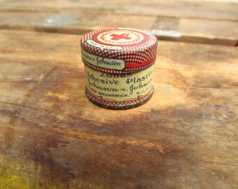 Vintage Johnson & Johnson Adhesive Plaster Tin - First Aid Adhesive Tin - Old First Aid Kit Tin
