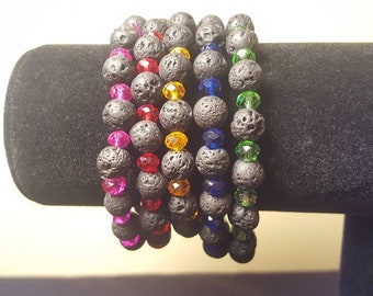 Beaded Bracelets - Lava Rock