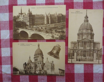 Lot of 3 Antique French postcards france paris w/ free ship