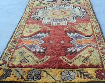 Turkish rug pastel rug old rug small rug anatolian rug oushak rug 3.3ft_1.5ft