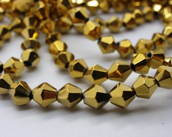 50 beads 6 mm bicones way metalises gold plated Crystal nacklace