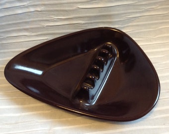 Vintage 1960 Anholt plastic ashtray. Dark Brown Modernist, Groovy, Spaceage. Eames Era.