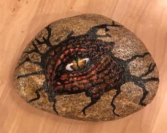 Red Dragon Eye Hand Painted Rock