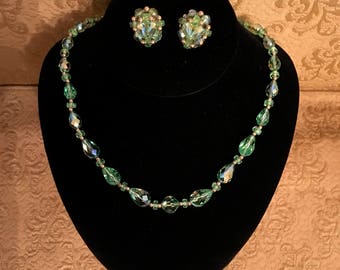 Faceted Green Glass Beads