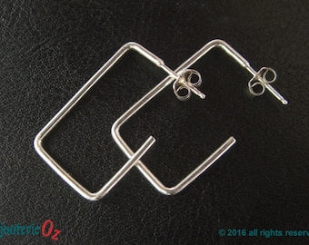Rectangular Geometric Hoop earrings, rectangle dangle earrings handmade by BijouterieOz
