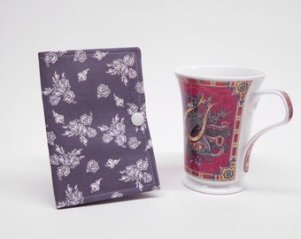 floral gray tea wallet, tea bag organizer, travel tea bag holder, tea bag caddy, gift for her, teachers gift for co-worker, stocking stuffer