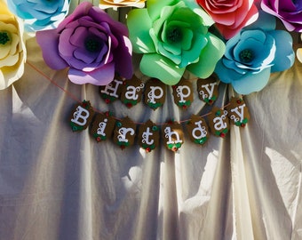 Fairy Birthday Banner, Whimsical Happy Birthday Banner, Flower Happy Birthday Banner, Garden Happy Birthday Banner