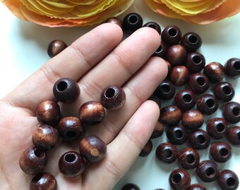 12mm Brown Wooden Beads, 75 pcs Big Size Round Brown Wooden beads, Round Beads, Wood Beads, Brown beads, Jewelry Making Beads