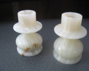 Vintage Marble Candle Stick Holders-Set of Two