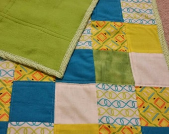 Yellow-geo-baby-quilt- baby shower gift