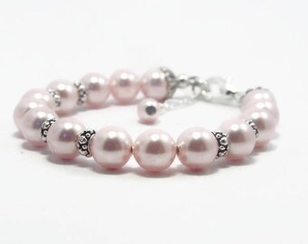 Baby Girl Jewelry, Baby Shower Gift, Flower Girl Bracelet, Baby Pearl Bracelet, Christening Bracelet, First Communion Bracelet B16276