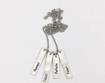 Hand stamped Mothers Necklace with Personalized Name Tags for Each Child
