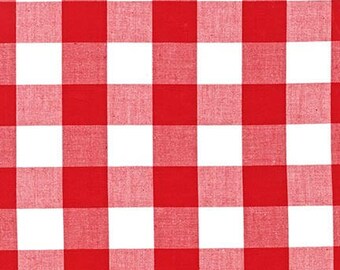 Red 1" Plaid Cotton, Carolina Gingham, Red Scarf Fabric, Quilting fabric, Apparel Fabric, Plaid cotton Scarf, Robert Kaufman