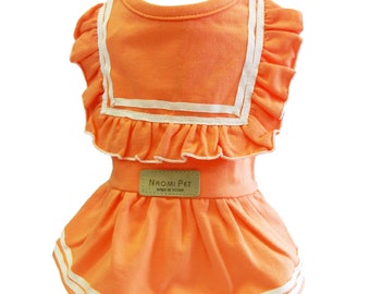 School Look One-Piece Skirt Dress - Orange