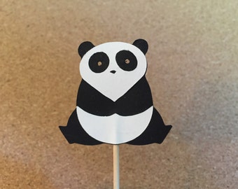 12 panda cupcake toppers, panda bear food picks, cupcake toppers