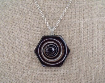 CLEARANCE black white transparent glass pendant necklace