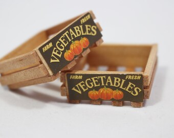1 Miniature Wooden Vegetable Crate, Dollhouse, Miniature Garden, Fairy Garden, Kawaii