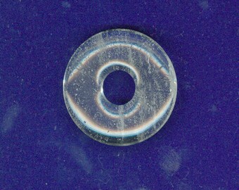 Clear Donut Pendant, 40mm Clear Crystal Gemstone PI Donut Pendant Focal Bead 8402BW