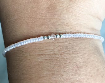 Light pink Swarovski/ miyuki bracelet, pink bracelet, Swarovski bracelet, miyuki bracelet, stack bracelet, bridesmaids gift, Wedding favor