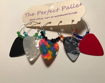 Guitar pick wine charms