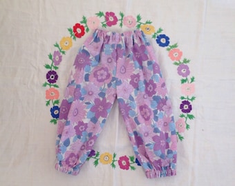 Floral trousers 2 - 3 T years // Summer purple lounge pants retro UK