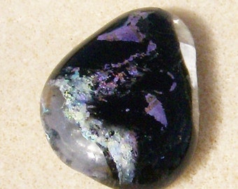 Dichroic Glass Cabochon - Handmade Pink, Aqua & Black by JewelryArtistry - DC398