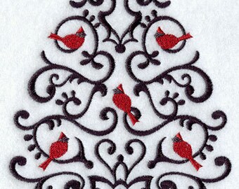 Wrought Iron Christmas Tree Embroidered Flour Sack Hand/Dish Towel
