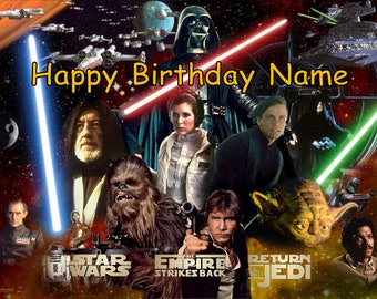 Star Wars Luke Skywalker Darth Vader Leia Edible Image Cake Topper Personalized Birthday 1/4 Sheet