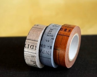 OLD BOOKS Washi Tape Set of 3 Japanese Washi Paper Tape - 147ft total