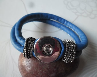 x 1 blue snap 21 cm leather bracelet