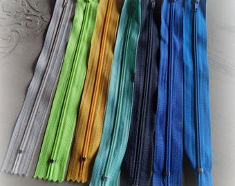 7 zippers of mixed colors, 20 cm set number 1