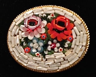 Micro Mosaic Brooch Italy