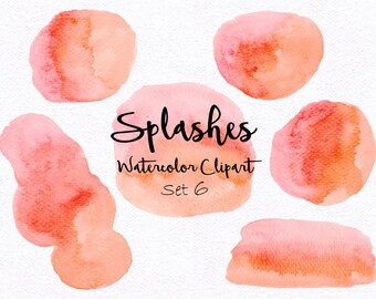 Watercolor Splashes Clipart, Splashes Clipart, Splatter, Watercolor Blot, Watercolor Swashes, Clip Art Instant Download PNG file