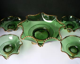 EAPG Emerald Green Colorado 5-Piece Berry Set