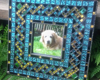 Teal and Gold Mosaic Mirror