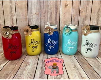Bless You Kleenex mason jars, Bless You Jar, End of Year Teacher gift, Teacher Christmas gift, For the Home, Thank You gift, Kleenex Jar