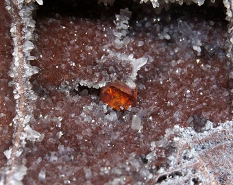 Red Sphalerite & Quartz Crystals on Matrix Natural Mineral Specimen