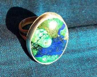 Azurite with malachite inclusion ring