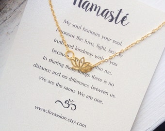 Lotus Necklace, gold lotus flower necklace, gold lotus necklace, tiny lotus necklace, namaste necklace, yoga jewelry, 14K gold